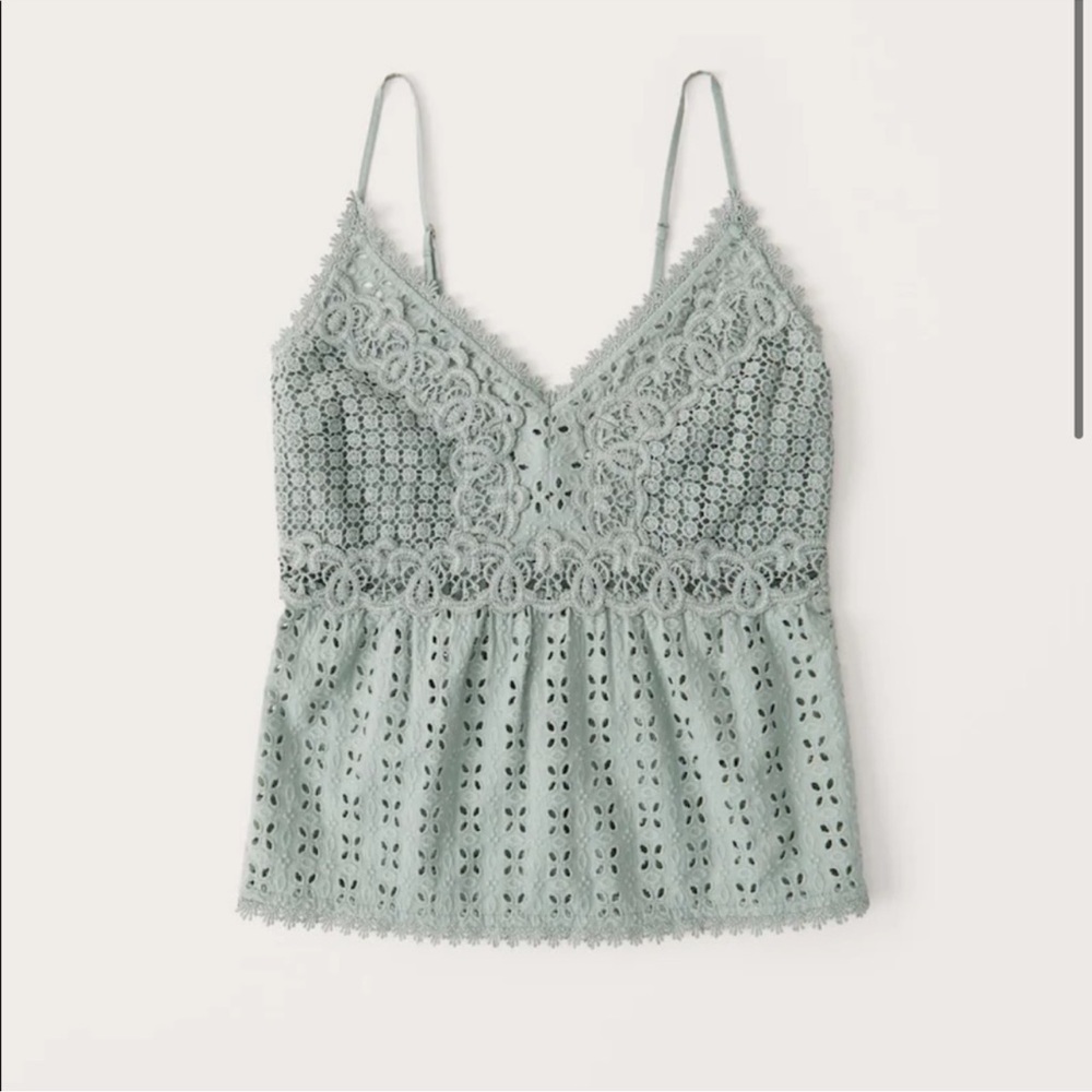All-Over Lace Cami - Light Green - Abercrombie